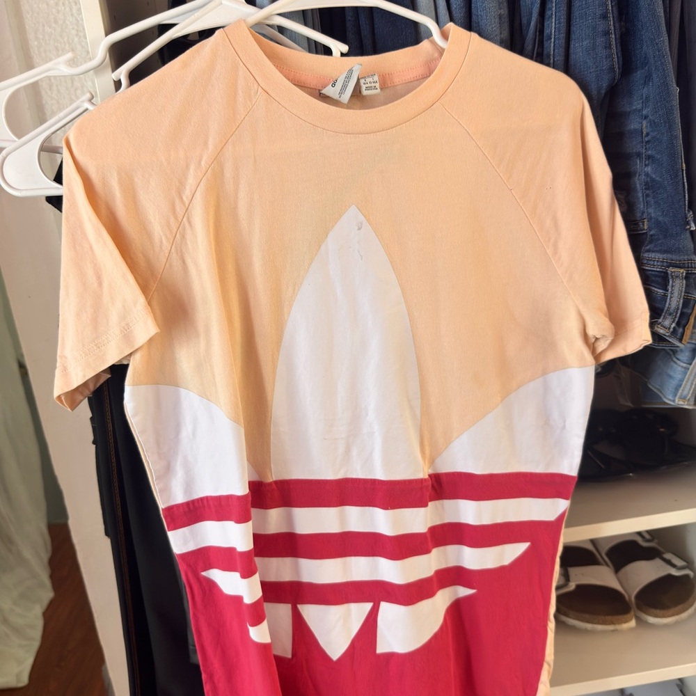 Adidas Kids Peach and Red Logo Tee